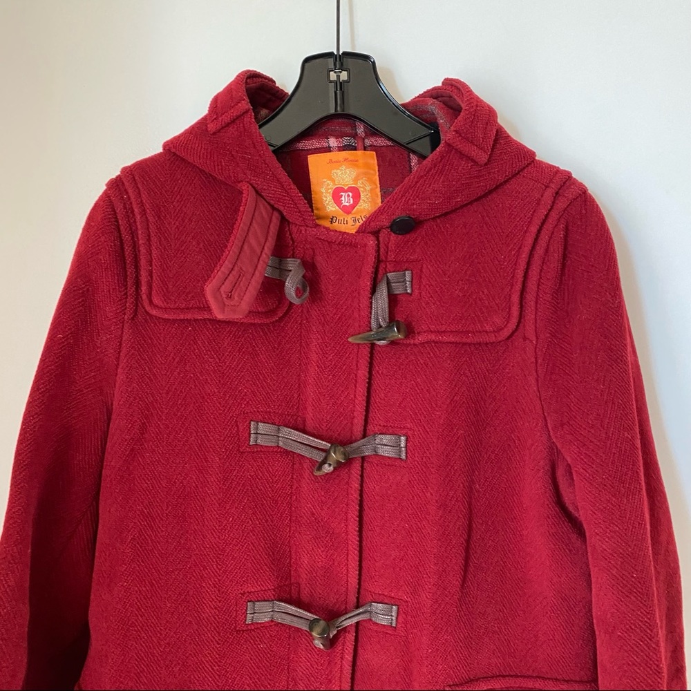 Red classic wool duffle coat